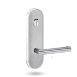 2814 ROUND END PLATE WITH PRIV INDICATOR EMERGENCY TURN & 155 LEVER SATIN CHROME