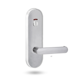 2814 ROUND END PLATE WITH PRIV INDICATOR EMERGENCY TURN & 166 LEVER SATIN CHROME