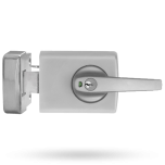 RIMLOCK D/LATCH LEVER DBL CYL OPEN IN TIMBER STRIKE SATIN CHROME PEARL