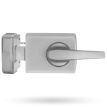 RIMLOCK D/LATCH LEVER SGL CYL OPEN IN TIMBER STRIKE SATIN CHROME PEARL