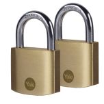 YALE 40MM BRASS KEYED PADLOCK 2PK