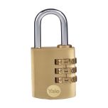 YALE PADLOCK BRASS COMBINATION 3 WHEEL 30MM